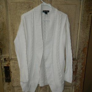 Evelyn Taylor Open Front Cardigan White Size 1X (JJ-12)